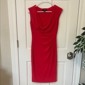 Ralph Lauren Red Draped Midi Dress